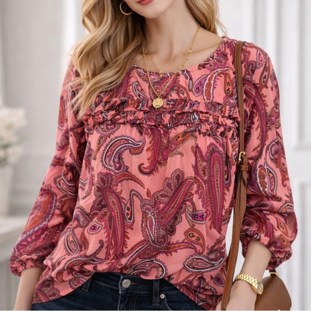 J. Crew Pink Paisley Blouse
